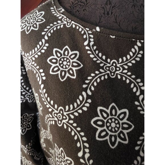 Talbots Womens Floral Pattern Long Sleeve Tee Shirt L Green & White NWT - Picture 2 of 9